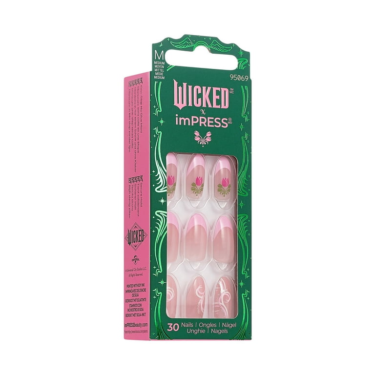WICKED X imPRESS Press on Nails, Tulip Harvest, Pink, Medium