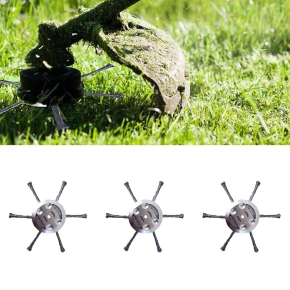Fentaty 3 Pzas 6 Hojas de Alambre de Acero Cabezal de Cortadora de Césped, Cabezal de Cortadora de Alambre de Acero Universal de 6 Pulgadas para Desmalezador, Compatible con la Mayoría de los Cortadoras de Césped