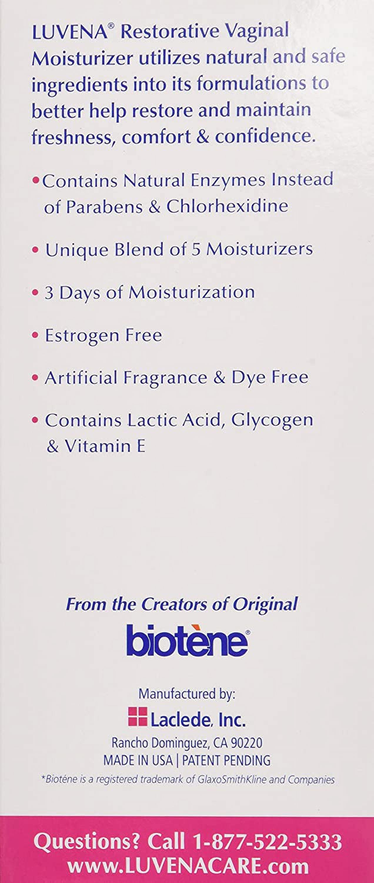 Luvena Moisturizer - Vaginal Moisturizer & Menopause Support for Women -  Feminine Intimate Dryness, Redness, Irritation, Burning Symptom Relief - ...