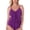 Purple, variant on MAGIC SUIT Women's Purple Stretch Allover Slimming Tiered Ruffled Deep V Neck Adjustable Rita Tankini Swimsuit Top 8