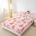 thumbnail image 3 of Erosebridal Cartoon Capybara Bed Sheets For Kids,Pink Cherry Blossom King Sheets For Cute Animals Lover 4-Piece, 3 of 6