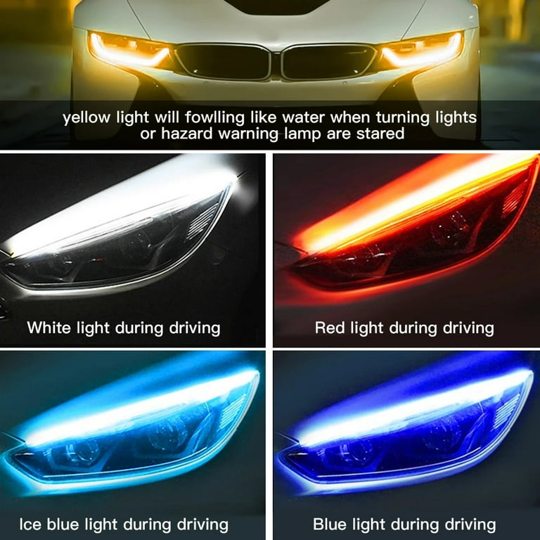 2X Ultra-thin Car LED Strip Headlight Decoration Turn Signal For