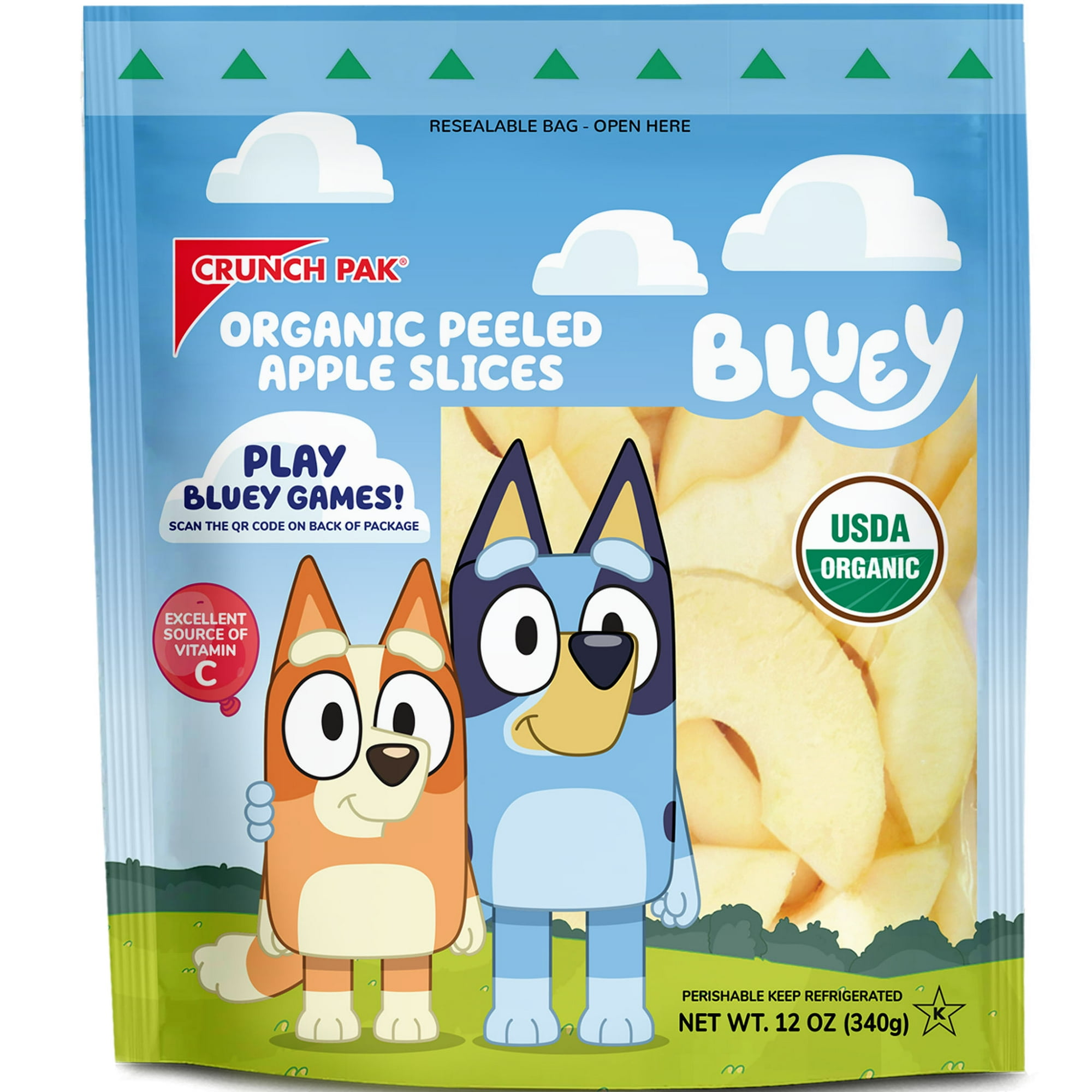 Crunch Pak Fresh Organic Peeled Sliced Apples, Family Sized 12oz Featuring Bluey
