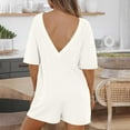 thumbnail image 5 of AherBiu Summer Casual T-Shirt Short Rompers for Women Short Sleeve Crewneck Wide Leg Jumpsuits with Pockets, 5 of 8