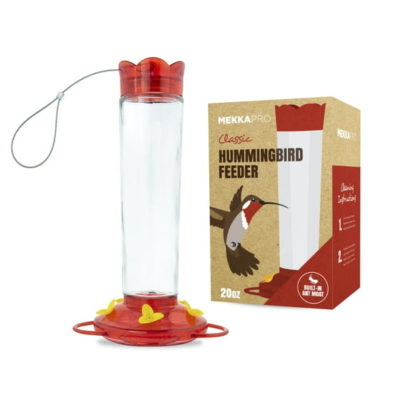 MEKKAPRO Outdoor Hummingbird Feeder Made from Glass, (20 Ounce)