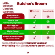 HealthFare Butchers Broom Supplement | Capsules Extract 2400mg | 120 Vegetarian Pills | Premium Herbal Root Supplement | Circulation & Vein Support | Non-GMO, Gluten-Free | Made in USA