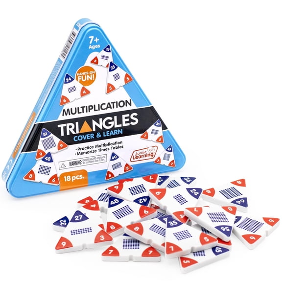 Junior Learning: Multiplication Triangles - Cover & Learn, Memorize Multiplication-Division Equations, Color-Coded Visual Math Manipulative, Melamine