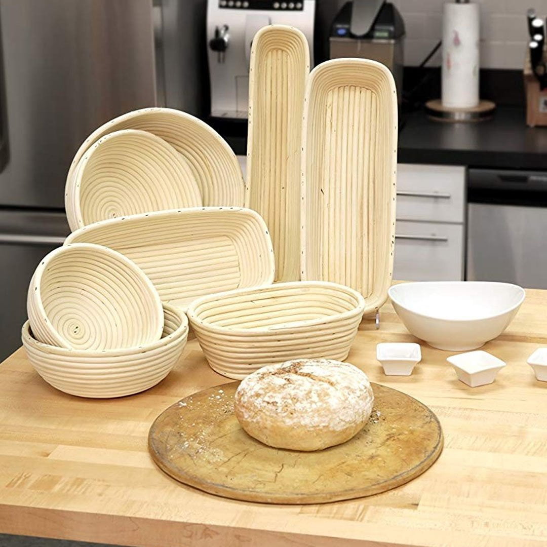 Baguette-Banneton Set, 2 Stück – Rattan-Gärkorb Mit Leineneinsatz, 35 Cm Lang, Perfekt Für Sauerteig Und Brotbacken