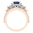 thumbnail image 4 of 3.06 ct Brilliant Round Cut Blue Sapphire 18K Rose/White Gold Solitaire with Accents Engagement Bridal Wedding Ring Band Set size 3.5, 4 of 7