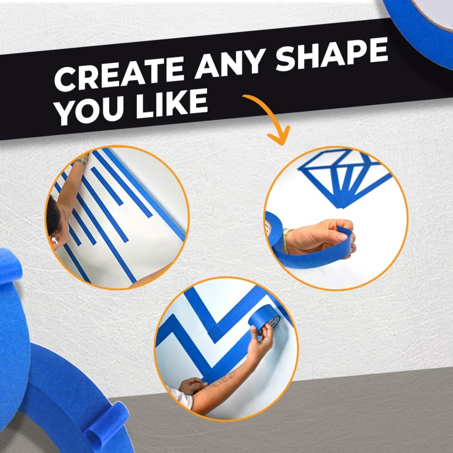 Blue Painter’s Tape - 2 inch x 60 yds. (6 Pack) Thick & Wide Masking Tape for Safe Wall Painting, Building, Remodeling, Labeling, Edge Finishing