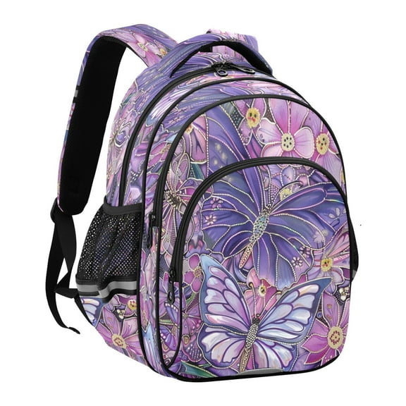 YAZAOO Backpack Fashio Purple Butterfly Garden Pattern Suitable Schoolbag Traveling Bag