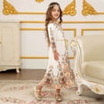 thumbnail image 6 of Staki Toddler Abaya Girls Muslim Ramadan Abaya Kids Long Sleeve V Neck Lace Prayer Dress Middle East Arabic Kaftan Dress with Belt 6Y 7Y 8Y White,8-9 Years, 6 of 7