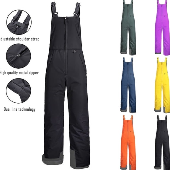 Snowsuit Women Plus Size Waterproof Adjustable Straps Ski Snow Bibs Pants Insulated Wind Proof Overalls Snowboarding Winter Zip up One Piece Snow Outfits with Pockets