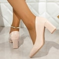 thumbnail image 4 of Vibrex Heels for Women Closed Pointed Toe Chunky Pumps Shoes Women Block High Heels Slip On Dress Office Wedding Shoes Casual Solid Color Shoes, 4 of 9