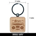 thumbnail image 2 of Retro Radio Stereo Cassette Player Boombox Square Keychain Charm Tag - Engraved Wood, 2 of 6