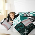 thumbnail image 4 of Manfei Teens Baseball Player Full Size Comforter Sets, Square Plaid Bedding Comforter Set, Cartoon Sport Theme Reversible Bedding Sets, Microfiber Bedroom Decor, 3 Pieces, 4 of 8