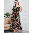 thumbnail image 4 of Women Plus Size Short Sleeve Dress Loose Summer Casual A-Line Flowy Midi Dresses Black XXXL, 4 of 8