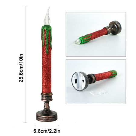 

Chueow LED Romantic Crystal Candle Light Powdered Tearful Long Rod LED Candle Halloween Festival Decoration Cold Flame Electronic Candle