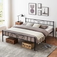 thumbnail image 3 of Cama de metal King Size con cabecero y piecero - Plataforma sólida con almacenamiento inferior - Lamas reforzadas, sin box spring - Montaje fácil y silencioso - Negro, KING, 3 of 8