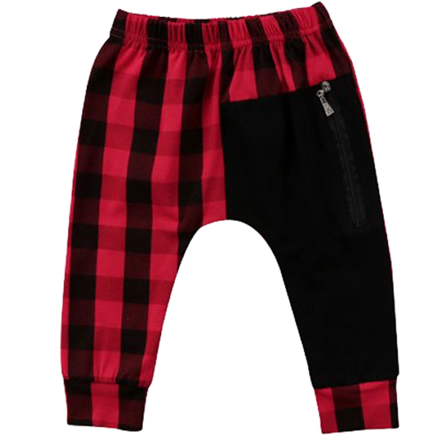 Styles I Love Kid Boy Chic Checkered Zipper Pocket Cotton Harem Baggy