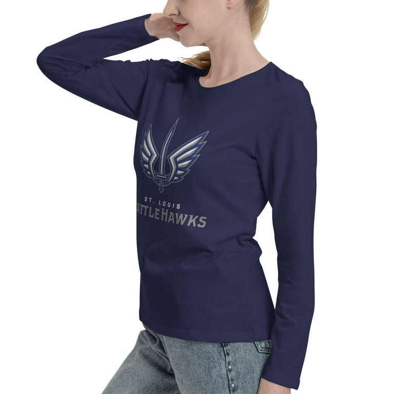 St. Louis BattleHawks Women's Long Sleeve T-Shirts Navy Blue Small