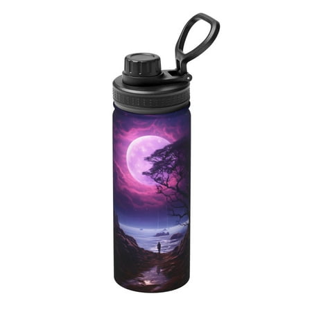 

Hirioo Purple Moon Tree Night Sky for 18oz Sports Insulated Kettle for Gym Hiking Camping Running Mountain Bike Outdoor Sports