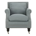 thumbnail image 3 of SAFAVIEH Karsen Traditional Rustic Upholstered Club Chair with Casters, Seaside Blue, 3 of 10