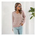 thumbnail image 2 of Suéter de punto para mujer, moda de otoño e invierno, suéter a cuadros con forma de corazón hueco, novedad, Color sólido, suelto, de manga larga, 2022, 2 of 4