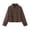 #Brown 1, variant on Vynhevius Women Jacket Solid Lapel Button Cropped Long Sleeve Casual Outerwear Top