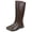 Brown, variant on Lovskoo Knee High Boots Women Square Toe Flat Heels Short Fall And Winter Single 2024 Flat Back Zipper Foolproof Soft Leather Versatile And Naked Boots Black