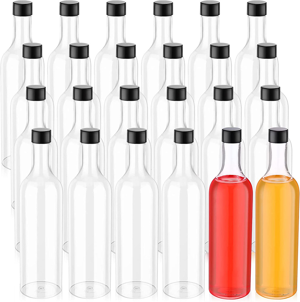 24 packs of plastic wine bottles 750 ml long neck transparent bottles