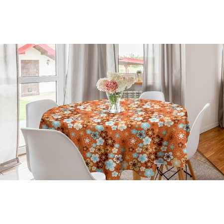 

Orange Round Tablecloth Old Fashioned Doodle Flora Abstract Blooming Meadow in Summer Theme Circle Table Cloth Cover for Dining Room Kitchen Decor 60 Sky Blue Orange Brown by Ambesonne