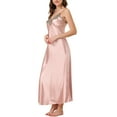 thumbnail image 4 of INSPIRE CHIC Women's Easter Satin Nightgown Floral V Neck Sleeveless Sleepwear Party Pajamas Dress XS Pink, 4 of 5