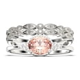 thumbnail image 1 of Gorgeous Art nouvea 2.40 Carat Oval Cut Morganite And Diamond Moissanite Affordable Engagement Ring, Dainty Morganite Wedding Ring, Two Matching Band in 10k Solid White Gold Gift For Her, Promise Ring, 1 of 4