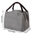 thumbnail image 3 of Striped Oxford Fabric Lunch Bag Tote with Handles | Portable Insulated Lunch Box for Office, School, Picnic (Black), 3 of 3