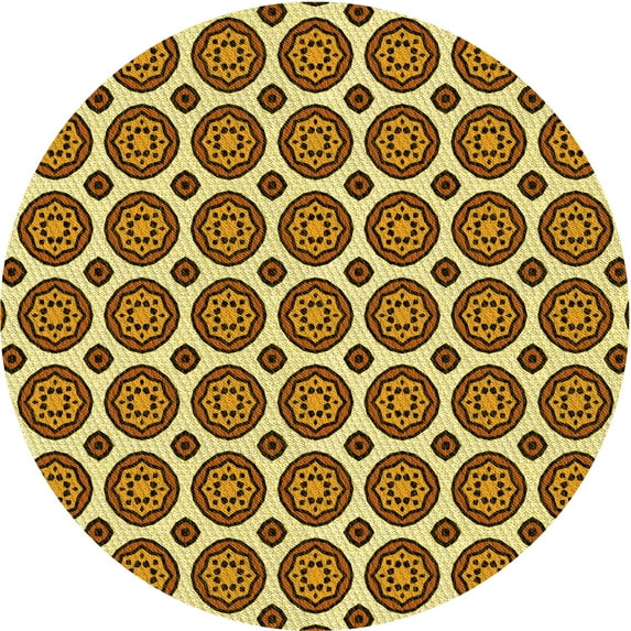 Ahgly Company Indoor Round Patterned Blood Red Brown Area Rugs, 6' Round