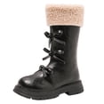 thumbnail image 2 of WAVSUF Girls Fleece Knee High Boots Wide Width Soft Sole Anti Slip Winter Trendy Cute Boots Black 3.5 Big Kids, 2 of 10