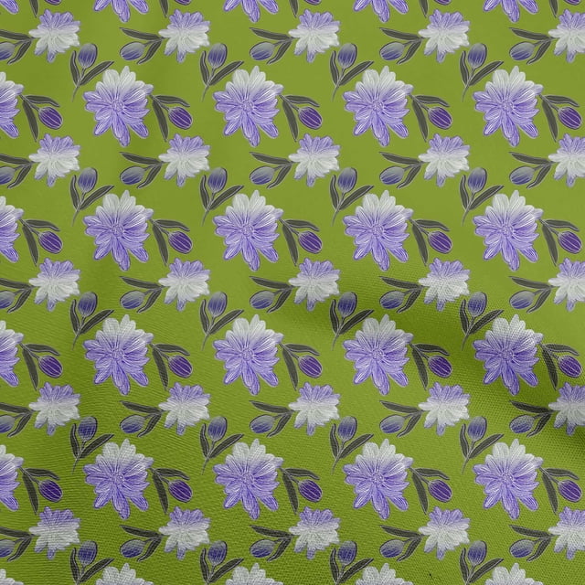 oneOone Tissu Polyester Spandex Vert Poire Feuilles Matériel de Robe Tissu Imprimé Tissu au Mètre 56 Pouces de Large