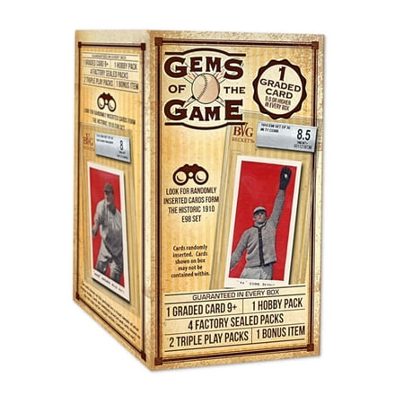 Gems of the Game Baseball Cards Value Box 2019- Randomly Inserted Cards from the 1910 E98 set | 1 Graded Card 9+ Guaranteed |Factory Sealed