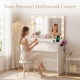 thumbnail image 4 of Zimtown Vanity with Mirror and Light, Makeup Desk  with Charging Station and Storage, Dressing Table with Hair Dryer Rack for Bedroom, White, 4 of 10