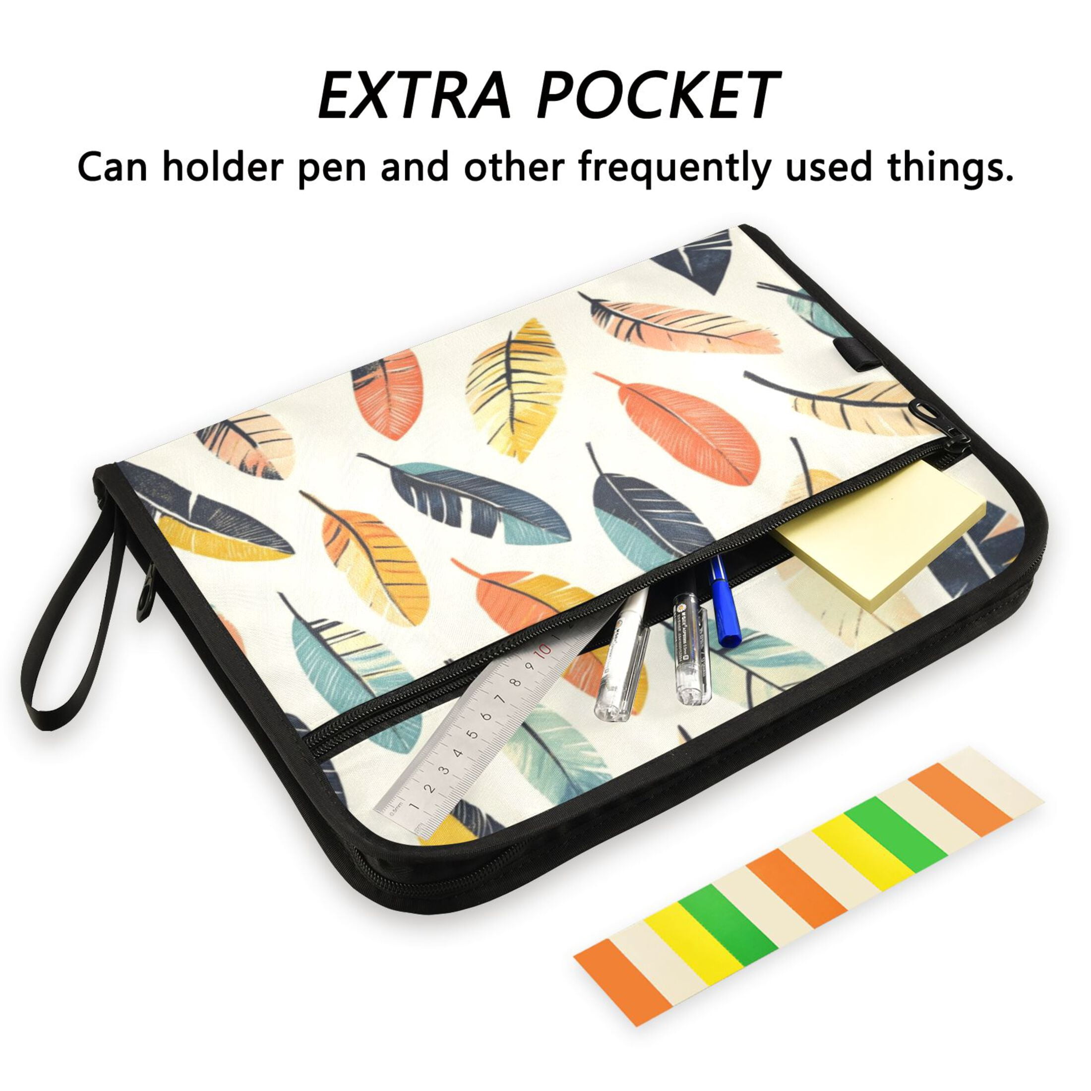 Organ Folder 14.2 x 0.8 x 10.6 Inches 13 Separate Pockets A4 Size Documents Folder A Sort Storage File Manager For The Home Office Colorful Feather