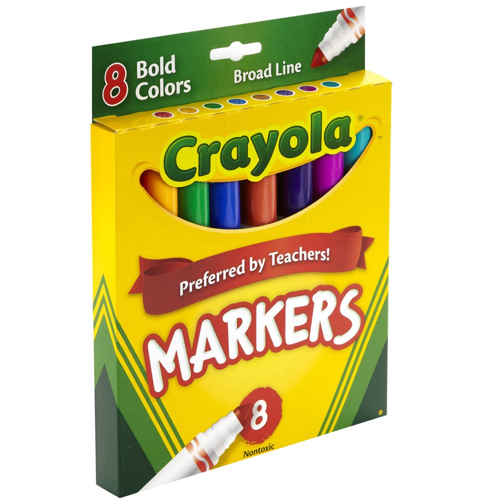 Crayola Original Formula Markers, Conical Tip, 8 Bold Colors Per Box