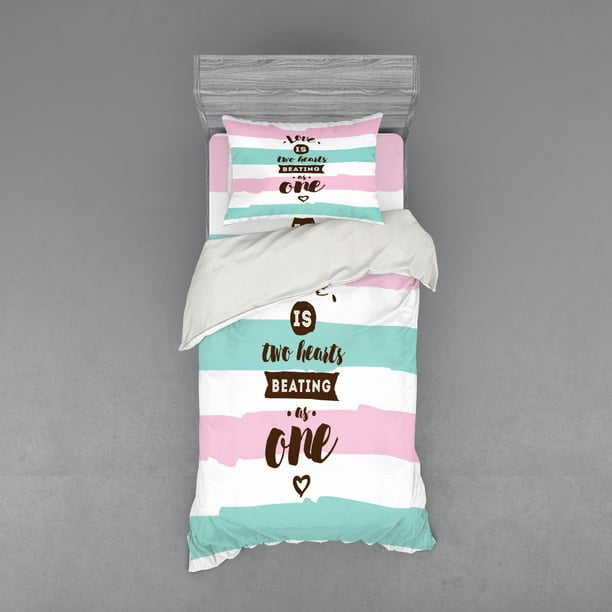Romantic Duvet Cover Set, Love is 2 Hearts Beating as ...