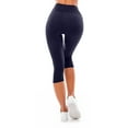 thumbnail image 4 of Fmbrln Womens Solid Yoga Capris Casual Slim Yoga Gym Pants Comfy Workout Athletic Yoga Leggings Navy 2XL, 4 of 4
