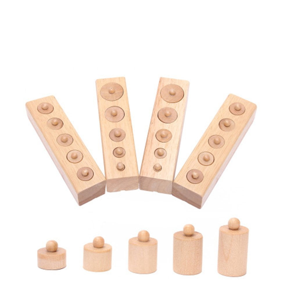 Educational Wooden Toy Cylinder Socket Early Development Senses Teach New 