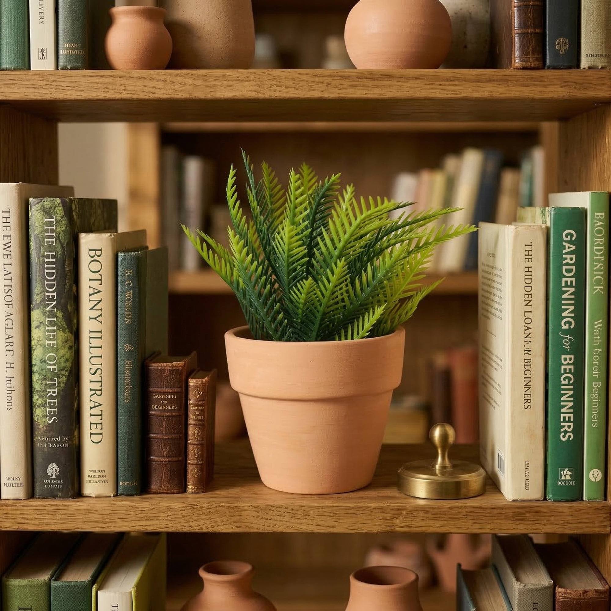 Unique Bargains 2Pcs Artificial Sago Palm Plant in Ceramic Pot 6.3" Light Green