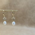 thumbnail image 4 of Yisun Yiway Bridal Pearl Drop Earrings, 14K Gold Plated Flower Earrings with Cubic Zirconia, Hook Closure for Bridesmaids , 4 of 9