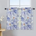 thumbnail image 1 of Linen Blend Fabric Rod Pocket Tier Curtain, Floral Bird Printed Short Curtain Drapes, 1 of 8