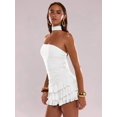 thumbnail image 6 of Women's Solid Color Ruffled Hem Bandeau Dress, Dresses For Women, White, 6 of 7