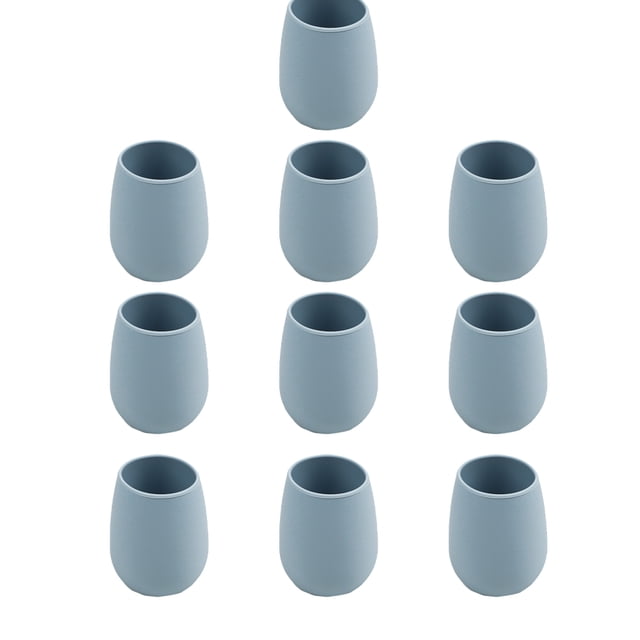 Injueey 10 piezas de taza de agua de silicona para niños, reemplazo lavable a prueba de golpes, frasco de jugo de Color sólido, botella para Utensilios de cocina Azul